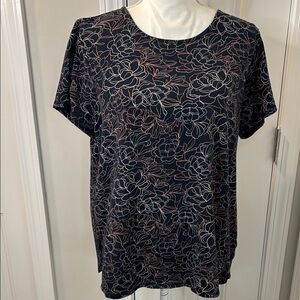 J. Jill Blue Boxy Relaxed Short Sleeve T-Shirt Size LP